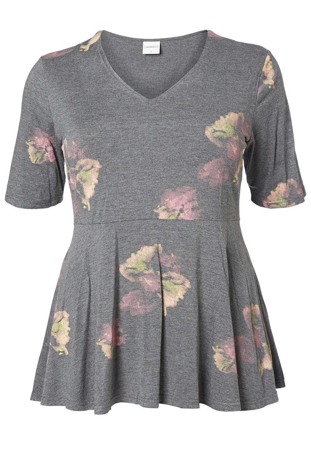 Grey Floral Peplum Top